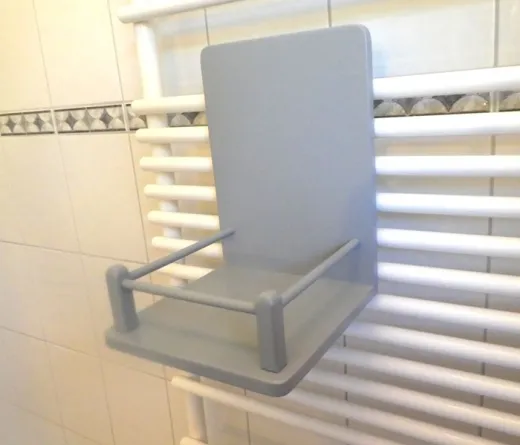 Heizkörperregal Bad – Graues Regal zur werkzeuglosen Befestigung