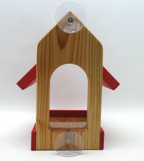 Rotes Vogelfutterhaus &quote;Mia&quote;, für die Fensterscheibe