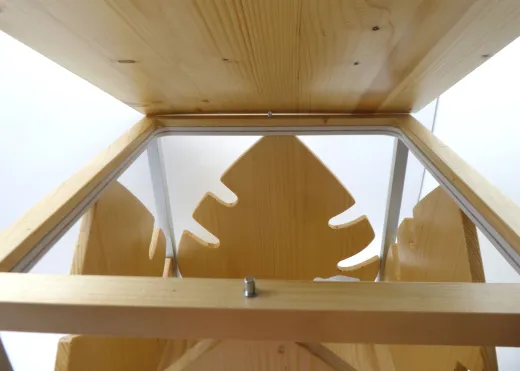 Pflanzentisch "Monstera" mit Beleuchtung, Fichte/Kiefer, ca. 36x36cm