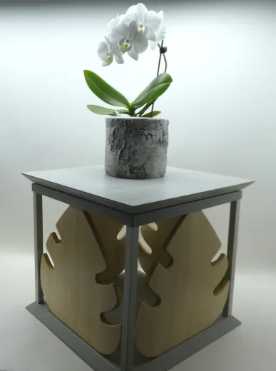 Pflanzentisch "Monstera" silbergrau