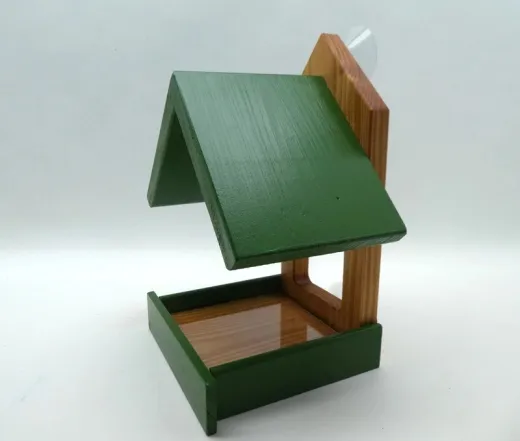 Grünes Vogelfutterhaus "Robin", für die Fensterscheibe
