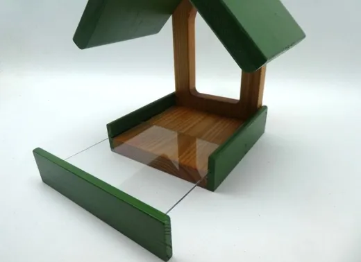 Grünes Vogelfutterhaus "Robin", für die Fensterscheibe