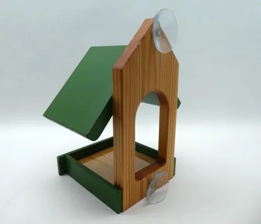 Grünes Vogelfutterhaus "Robin", für die Fensterscheibe