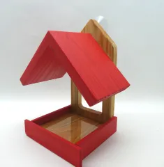 Rotes Vogelfutterhaus "Mia", für die Fensterscheibe